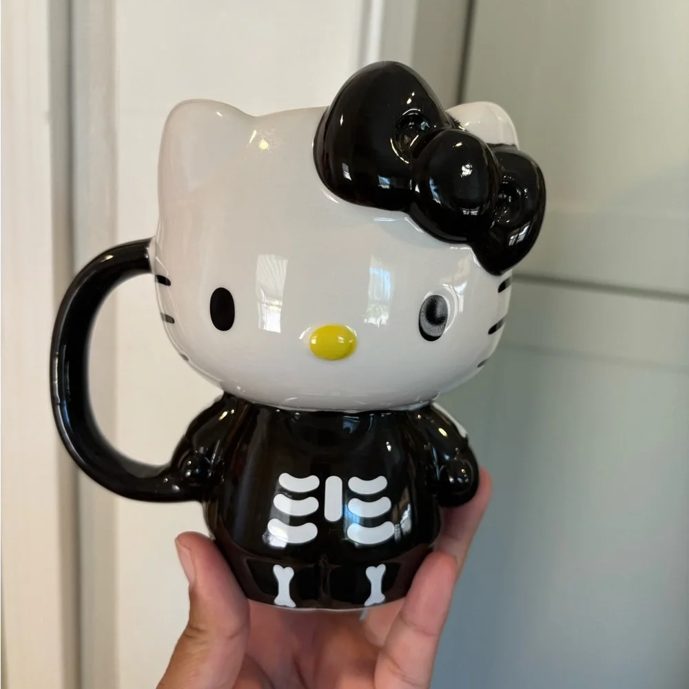 Hello Kitty Black and White Ceramic Skeleton Mug